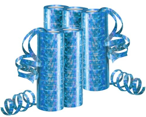 Luftschlangen Metallic Blau, Party Deko - 5 Rollen mit 18 Glitzernden Luftschlangen für Geburtstag -5STK-