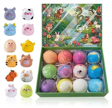 Schaumbad 12er Pack Duftreiniger | Schaumbad Kugeln mit Tierfiguren für Frauen, Mütter, Männer, Großmütter, Mädchen, Jugendliche, , Zuhause