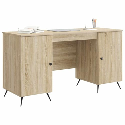 vidaXL Schreibtisch Sonoma-Eiche 142,5 x 50 x 75 cm Holzwerkstoff, Wohnzimmermöbelset, robust, modernes Design, viel Stauraum, rechteckige Anordnung, perfekt für Deko und Raum