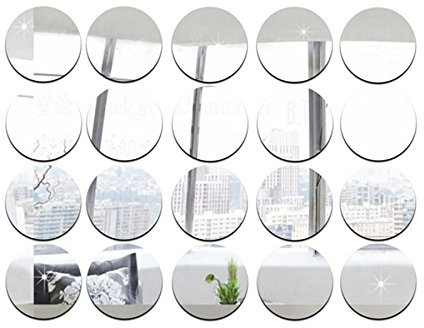 MEYA Spiegel-Aufkleber, rund, 5 cm Durchmesser, DIY-Zubehör, dekorative Spiegelstücke, Acryl-Spiegel-Aufkleber, 50 Stück Silber