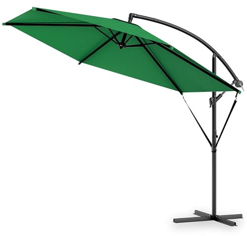 Kingsleeve® Parasol déporté Ø 330 cm inclinable vert Parasol en aluminium avec manivelle Jardin Protection UV 40+