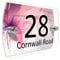 Personalised House Number Sign Printed Plaque Garden Glass Effect Acrylic Sign Door Plate Marble Wall Display 2 Part Branded Acrylic (Floral Abstract)
