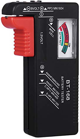 UKCOCO Comprobador de batería doméstica, probador de batería universal para pilas AA AAA C D 9V 1.5V pilas de botón (modelo: BT-168)
