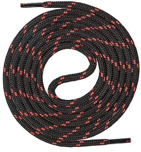 Mount Swiss Cordones redondos de calidad para zapatos de trabajo, senderismo y trekking, poliéster, diámetro 4,5 mm, muy resistente, color negro y rojo, longitud 70 cm