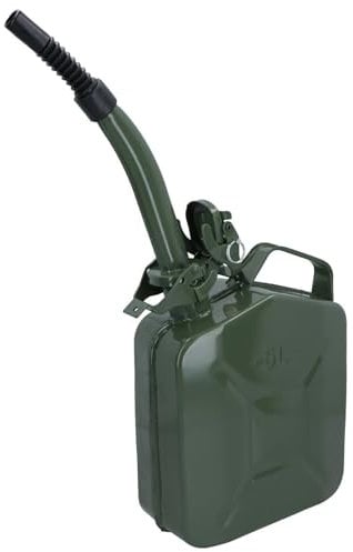 5 litres Metal Fuel Jerry Can Holder Storage Container and Flexible Spout Pourer