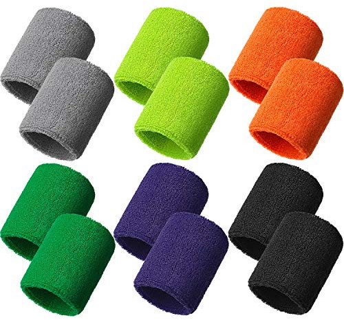 Bememo 12 Packung Schweißbänder Sport Armband Baumwolle Schweißband für Männer und Frauen, Gut für Tennis, Basketball, Laufen, Fitness, Training