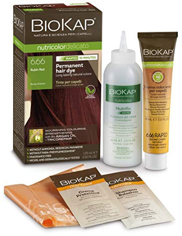 BioKap Ruby Red 6.66 Rapid Hair Dye 135 ml - wirkt in nur 10 Minuten, permanente, vegane & natürlich pflegende Formel geeignet für empfindliche Haut...