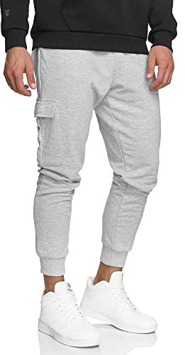Indicode Herren Bendner Cargo Jogginghose | Trainingshose Jogger Freizeithose für Männer Lt Grey Mix, S