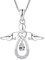 FJ Damen Kette Schutzengel Anhänger Halskette 925 Sterling Silber Engel Kette Zirkonia April Geburtsstein Halskette Schmuck Geschenke für Frauen Mädchen