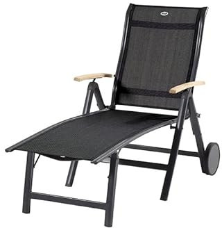 Hartman Alice Sonnenliege, xerix/schwarz, Alu/Teak, 190x109x72cm, FSC-Teak Armlehnen
