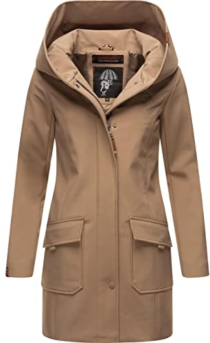 MARIKOO Damen Übergangsjacke Softshellmantel atmungsaktiv mit Kapuze Mayleen XS-5XL
