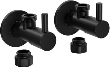Bernstein Design-Eckventil 2er-Pack Schwarz matt massiv Anschluss 1/2' x 1/2' inkl. Rosette 7009