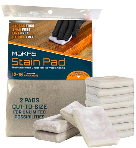 MāKRS Stain Pad, Cut-to-Size Staining Pads, 2-Pack, Lint, Snag, Streak-Free Applicator, Micro Brush Material, Wood Stains and Oil Based Finishes, Easy to Use with Consistent Application