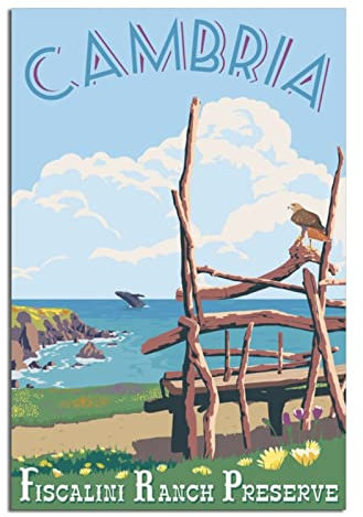Cambria Fiscalini Ranch Vintage-Reise-Poster, Leinwand-Kunst, Wanddekoration, Poster, Bilddruck, Malposter, Geschenk, 20 x 30 cm