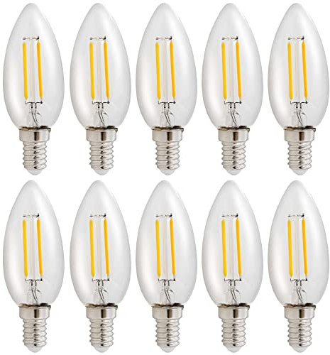 NCC-Licht 10 x LED Filament Leuchtmittel Kerze C35 1W E14 klar 110lm 827 warmweiß 2700K