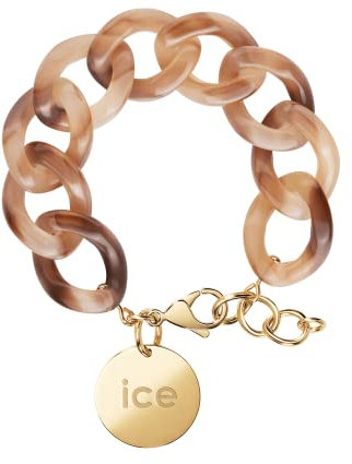 ICE Jewellery - Chain Bracelet - Brown tan - Kettenarmband mit XL-Maschen für Frauen, geschlossen mit einer goldenen Medaille (021230)