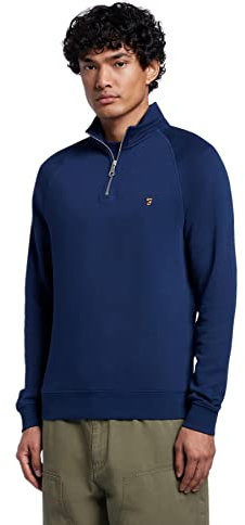Farah Jim Herren-Sweatshirt, 1/4-Reißverschluss, Grau, Rich Indigo, M