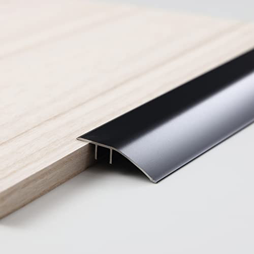 Trimold Tira de Transición de Piso de Aluminio, Adecuada para Umbral de Puerta, Rampa, Azulejos, Tarimas de Madera Contrachapada, Puente de Altura entre 5-12 mm (0,9 m x 43 mm, Negro Mate)