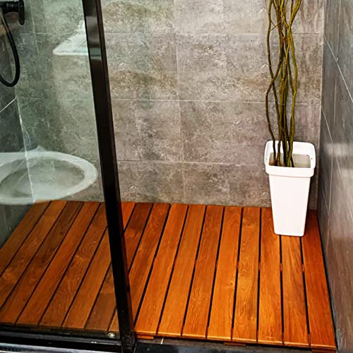 Mehrzweck-Badematte aus Bambus, natürliche Duschmatte, Badewannen-Duschmatte, rutschfeste Duschmatte, Lattenrost, wasserabweisend und leicht zu reinigen, für Dusche und Badewanne (100 x 75 cm/39 x 3