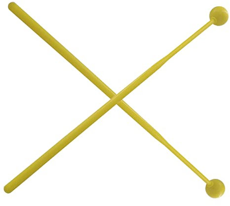 Perfeclan 2x Bell Maillets Solid Drum Percussion Sticks Marteau pour Tambour Carillon Xylophone, JAUNE