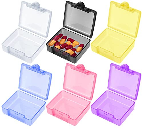 WLLHYF 6 PCS Pilulier Portable Journalier 7 Jours rangement medicament Boite Medicaments Suppléments pillulier petite capacite Pour Médecine Voyage Quotidien Vitamines(1.85 × 1.81 in)
