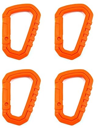 SagaSave 4 Stück Verschlusskarabiner-Clips, Kunststoff, D-Form, Schnellverbindung, Schlüsselanhänger, taktischer Karabinerhaken für Outdoor-Sport, Wandern, Klettern