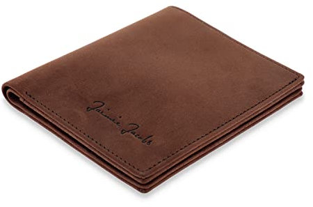 Jaimie Jacobs SLIMSTAR Geldbeutel dünne Geldbörse Leder Slim Wallet Hochformat Herren (Büffelleder Dunkel Braun)