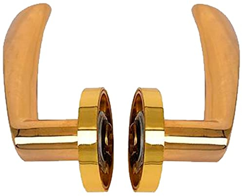 Tradineur - Manilla/Pomo para puerta - Base 50 mm - Fabricado en Latón y Acero - Juego de llaves - Incluye Tornillos - Color Dorado