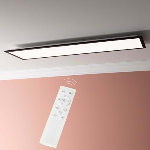 Lightbox LED Aufbaupaneel | 100 x 25 cm | dimmbares Wand- & Decken-Panel mit schwarzem Rahmen & Fernbedienung & CCT | warmweiße bis kaltweiße Lichtfarbe (3000-6500 K) | 3400 lm | aus Aluminium
