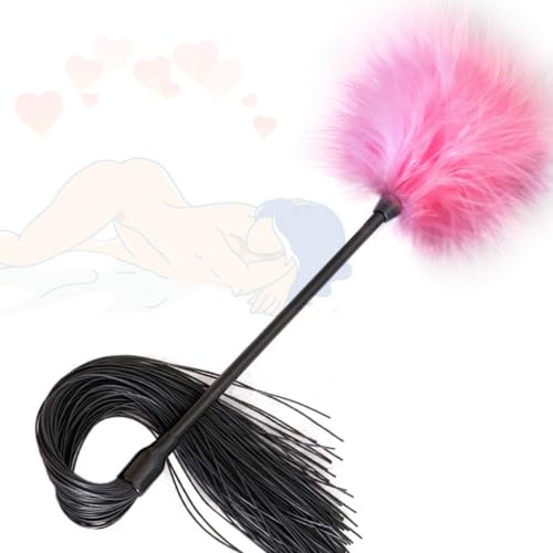 HUNTVE Plume et Frange Accessoires Multifonctions Plume et Fouet pour Couple Sport ou Jeu de Rôle (Rose)