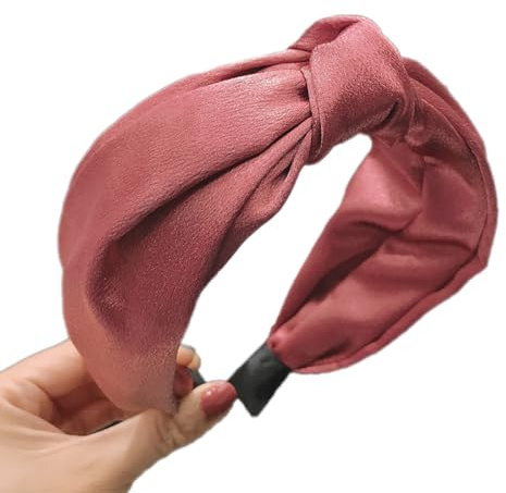 Haarreif,Haarreifen Breit mit Knoten,Stirnband aus Satin mit Knoten,Haarband Haarschmuck Haar Accessoires,für Damen Frauen Mädchen Tägliches Tragen Partys Hochzeiten Geburtstage,Rot