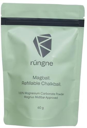 RUNGNE Magball – Nachfüllbarer Kreideball – Premium 100% Magnesiumcarbonat Sportkreide für Klettern, Bouldern, Fitnessstudio und Gewichtheben – Hochleistungs-Pulver für überlegenen Grip