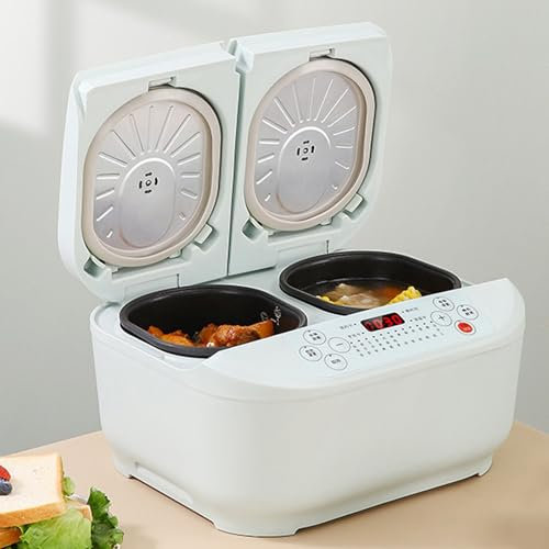 MOXAC Cuociriso Elettrico Professionale, Cuociriso Multifunzione con Doppio Serbatoio Interno Domestico da 1,5L+1,5L, Appuntamento 12H, Controllo Preciso della Temperatura A Doppio Senso