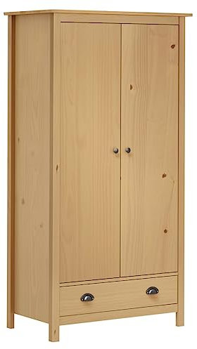 CBLDF 2-türiger Kleiderschrank Hill 89x50x170 cm Kiefer Massivholz