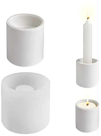 Silikonform Kerzenhalter, Silikonformen Gießformen Kerzenhalter, für Teelichter und Stabkerzen, Zylinder Silikon Gießform Kerzenhalter Kerzenständer, Gießformen Silikon Teelichthalter