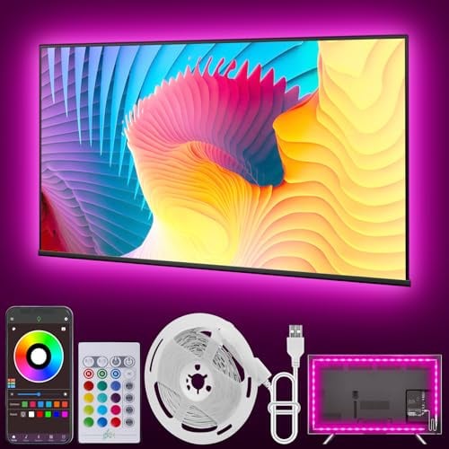 Ledagic - Luces LED para TV, 20 pies de retroiluminación LED para 32-80 pulgadas, tira de luz LED USB con control remoto, control de aplicación, tira de luces LED RGB, sincronización de música, luces