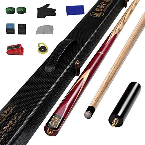 57-Zoll-Snooker-Queue, handgefertigt, 3/4-gegliedertes Pool-Queue mit 15 cm Verlängerungszubehör, 19 oz/D/11,5 mm Spitze