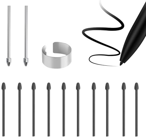 10Pcs Pen Tips + 2 Pcs Titanium Alloy Replacement Compatible with Re-markable 2,Soft Pen Tips Replacement for Marker 1/2 Stylus Marker P-en Plus, Supports 4096 Pressure Sensitivity/Tilt, Includes Tool