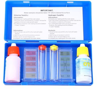 OFFSCH Pool Testreagenz Satz Für Schwimmbad Spa Wasserqualität Präzise Ph Und Chlor Testlösung Kompakt Langlebig Kolorimetrischer Wasserchemie Tester
