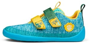 Affenzahn Halbschuh Knit Happy mit Klettverschluss, Vegan, rutschfest, Flexibel, Reflektierend, besonders leicht in Größe 21-32 Kreativ Bär - Türkis