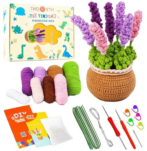 Lonsien Häkelset Kinder Pfefferminz Häkeln für Anfänger Komplett Stricken für Anfänger Set Amigurumi set für Kinder Erwachsene DIY mit Häkelnadeln Garn mit Schritt-für-Schritt Videoanleitungen