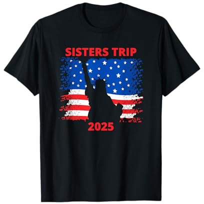 New York Matching Sisters Trip 2025 Amerikanische Flagge T-Shirt