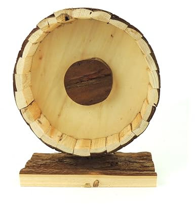CLASSIC Natural Wooden Exercise Wheel for Small Animals – 20cm Silent Spinner – Ideal for Hamsters, Mice, Gerbils & Other Small Pets