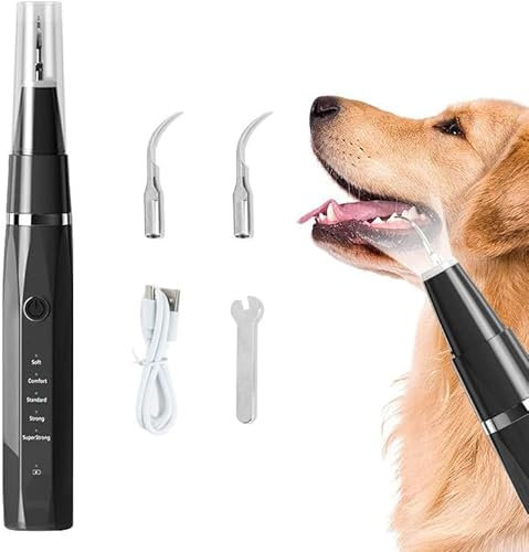 Wizco Dog Teeth Cleaning Kit, Pet Tooth Cleaner Dental Care Tartar Plaque Remover for Dogs and Cats (Black)