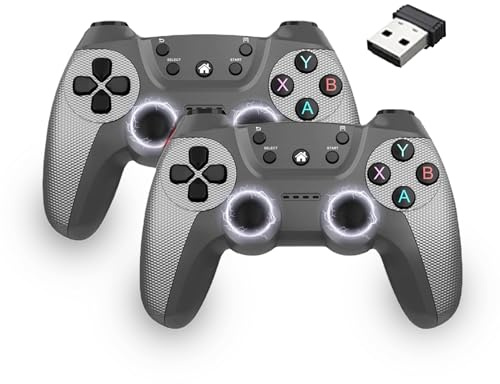 HKOORLAMULS Manette de jeu sans fil double 2,4 GHz avec 9 couleurs différentes – Compatible avec PC, Android TV et Windows ((Argent))