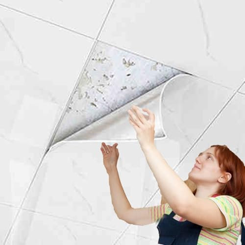 Deckenplatten, Paneele, abgehängte Deckenplatten – 5, 10, 15, 20 Stück, wasserdicht und DIY-Platten für die Innenwanddekoration – Selbstklebende Deckenabdeckungen für Risse und Fle