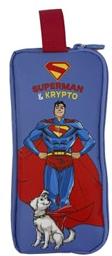 CYPBRANDS – Superman, zylindrisches Federmäppchen, Schulbedarf, Geo, Federmäppchen, Schwarze Farbe, offizielles Produkt