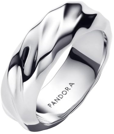 Pandora Gewellter Breiter Band-Ring aus Sterling-Silber, aus der Essence Kollektion, Gr. 54, 193886C00-54