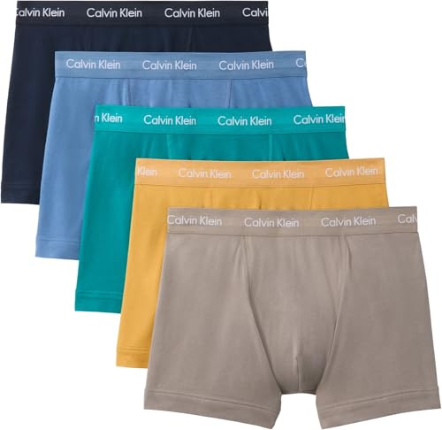 Calvin Klein Herren 5er Pack Boxershorts Trunks Unterwäsche, Mehrfarbig (Driftwood/Moonlight Blue/Fanfare/), S