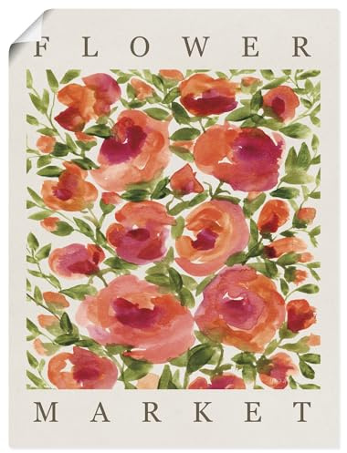 ARTLAND Wanddeko Poster & Kunstdrucke Wandposter dopamin deko aesthetic Sommer Blumen Flower Market rote Blumen U5SX